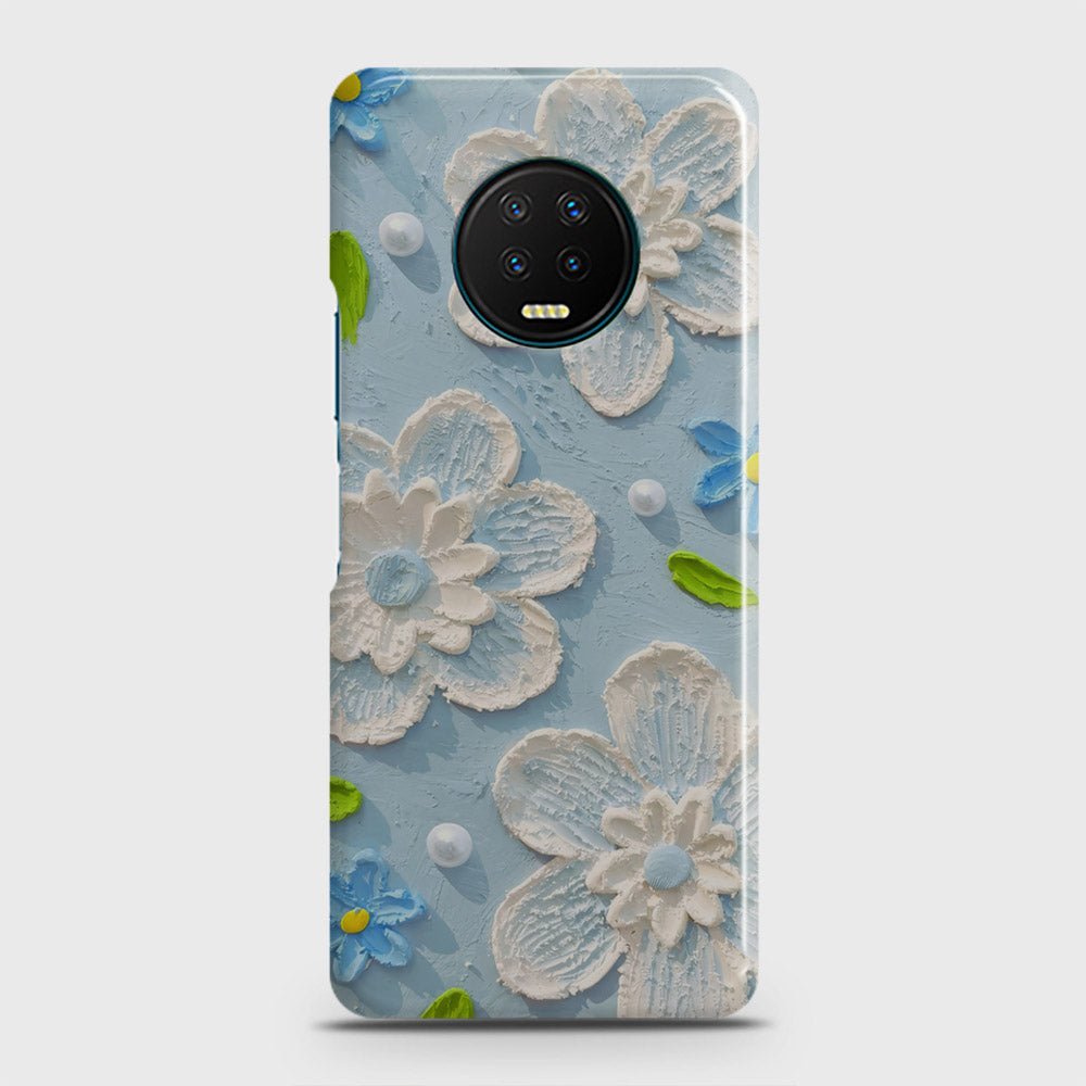 Infinix Note 7 Cover - Floral Series - Design 3 - Sky Blue - Matte Finish - Snap On Hard Case with LifeTime Colors Guarantee