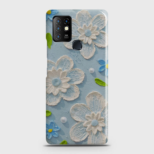 Infinix Hot 10 Cover - Floral Series - Design 3 - Sky Blue - Matte Finish - Snap On Hard Case with LifeTime Colors Guarantee