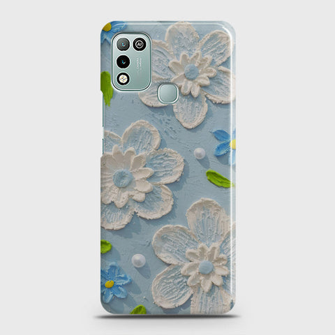 Infinix Hot 10 Play Cover - Floral Series - Design 3 - Sky Blue - Matte Finish - Snap On Hard Case with LifeTime Colors Guarantee