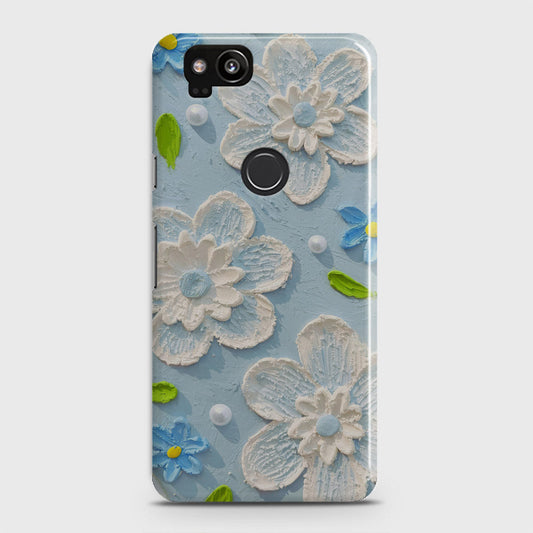 Google Pixel 2 Cover - Floral Series - Design 3 - Sky Blue - Matte Finish - Snap On Hard Case with LifeTime Colors Guarantee