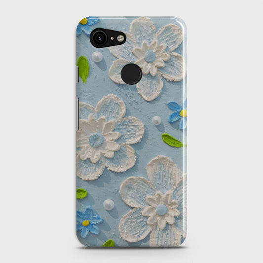 Google Pixel 3 Cover - Floral Series - Design 3 - Sky Blue - Matte Finish - Snap On Hard Case with LifeTime Colors Guarantee