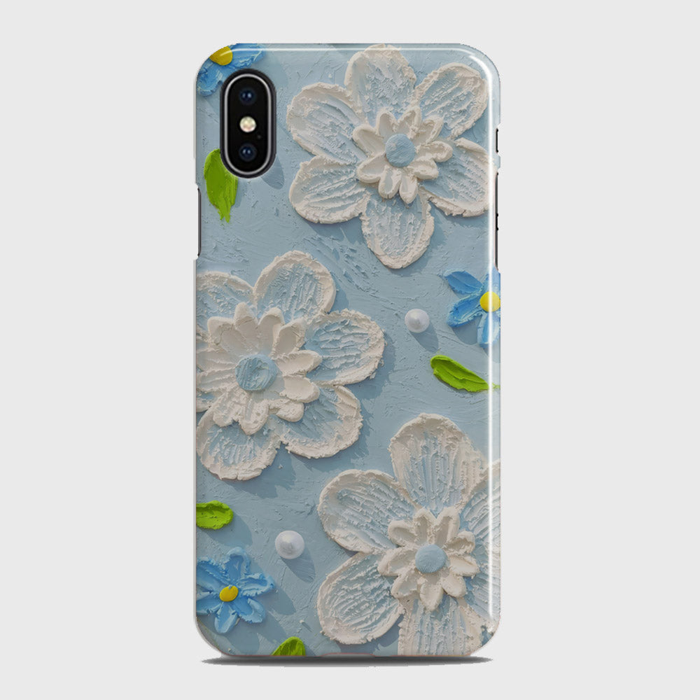 iPhone X Cover - Floral Series - Design 3 - Sky Blue - Matte Finish - Snap On Hard Case with LifeTime Colors Guarantee