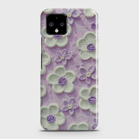 Google Pixel 4 Cover - Floral Series - Design 4 - Purple & White - Matte Finish - Snap On Hard Case with LifeTime Colors Guarantee