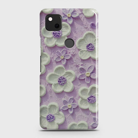 Google Pixel 4a Cover - Floral Series - Design 4 - Purple & White - Matte Finish - Snap On Hard Case with LifeTime Colors Guarantee