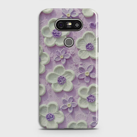 LG G5 Cover - Floral Series  - Design 4 - Purple & White - Matte Finish - Snap On Hard Case with LifeTime Colors Guarantee