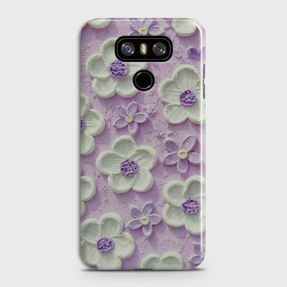 LG G6 Cover - Floral Series  - Design 4 - Purple & White - Matte Finish - Snap On Hard Case with LifeTime Colors Guarantee