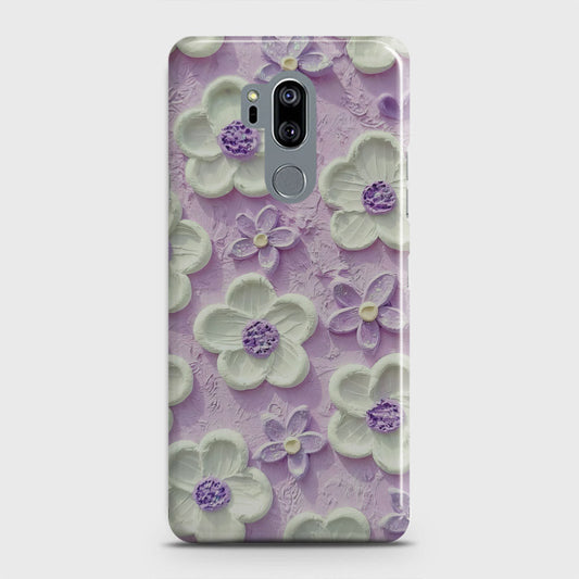 LG G7 ThinQ Cover - Floral Series  - Design 4 - Purple & White - Matte Finish - Snap On Hard Case with LifeTime Colors Guarantee