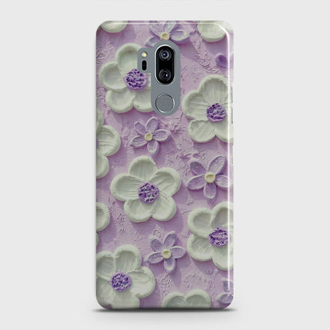 LG G7 ThinQ Cover - Floral Series  - Design 4 - Purple & White - Matte Finish - Snap On Hard Case with LifeTime Colors Guarantee