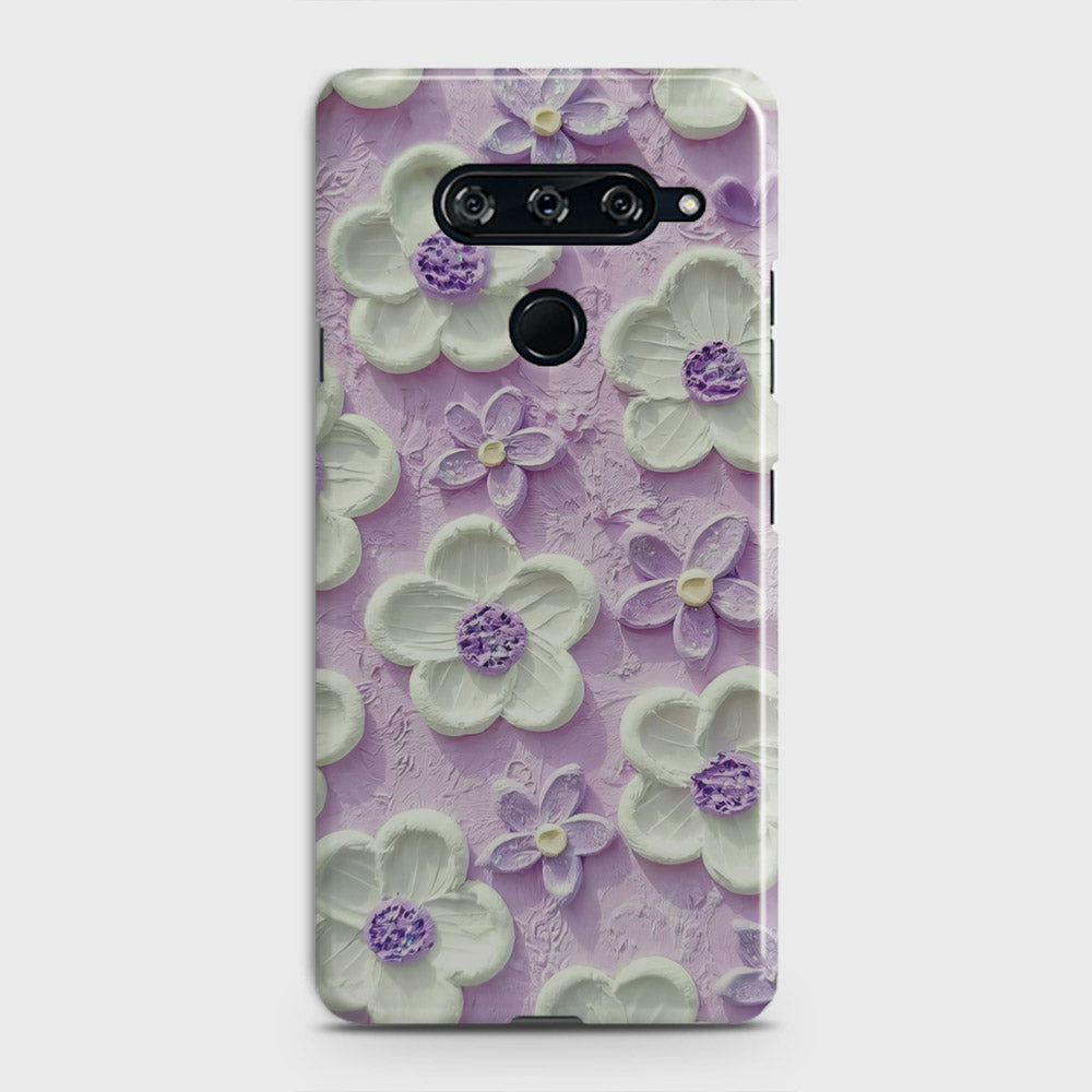 LG V40 ThinQ Cover - Floral Series  - Design 4 - Purple & White - Matte Finish - Snap On Hard Case with LifeTime Colors Guarantee