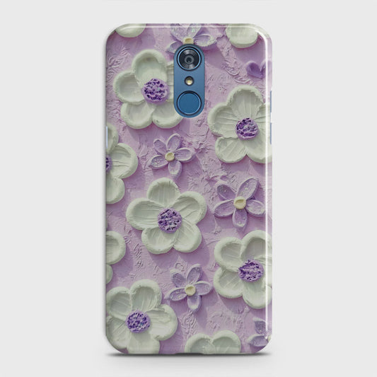 LG Q7 Cover - Floral Series  - Design 4 - Purple & White - Matte Finish - Snap On Hard Case with LifeTime Colors Guarantee