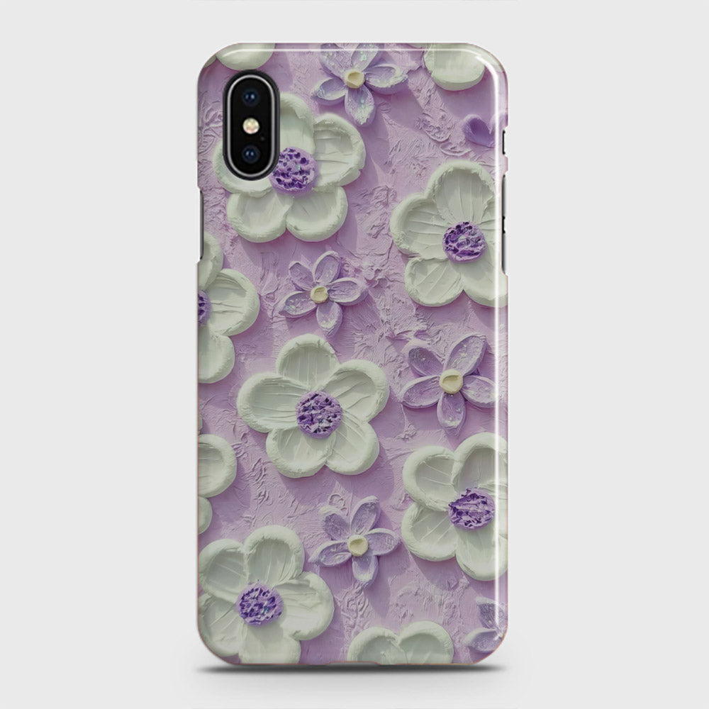 iPhone XS Cover - Floral Series - Design 4 - Purple & White - Matte Finish - Snap On Hard Case with LifeTime Colors Guarantee