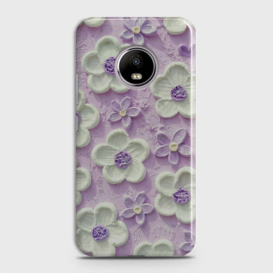 Motorola E4 Cover - Floral Series - Design 4 - Purple & White - Matte Finish - Snap On Hard Case with LifeTime Colors Guarantee