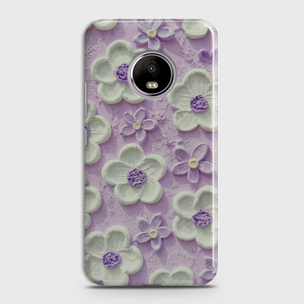 Motorola E4 Plus Cover - Floral Series - Design 4 - Purple & White - Matte Finish - Snap On Hard Case with LifeTime Colors Guarantee