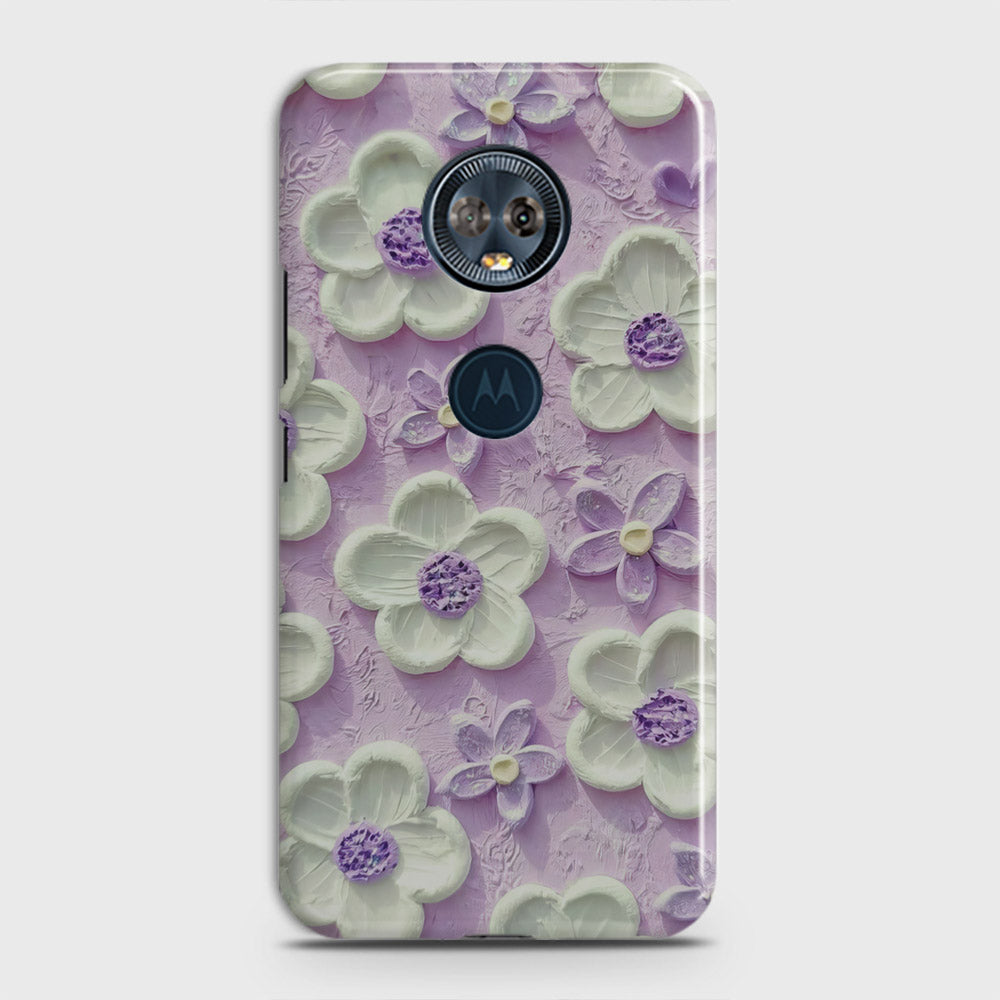 Motorola E5 Plus Cover - Floral Series - Design 4 - Purple & White - Matte Finish - Snap On Hard Case with LifeTime Colors Guarantee