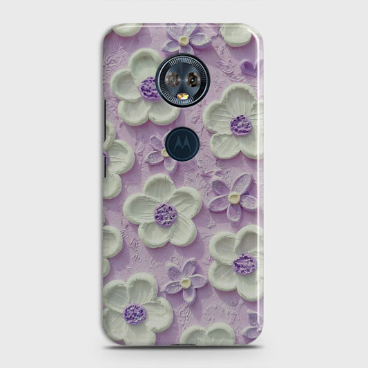 Motorola E5 Plus Cover - Floral Series - Design 4 - Purple & White - Matte Finish - Snap On Hard Case with LifeTime Colors Guarantee