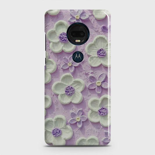 Motorola Moto G7 Plus Cover - Floral Series - Design 4 - Purple & White - Matte Finish - Snap On Hard Case with LifeTime Colors Guarantee