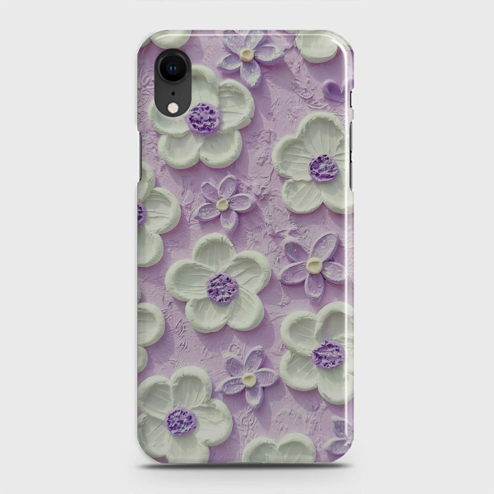 iPhone XR Cover - Floral Series - Design 4 - Purple & White - Matte Finish - Snap On Hard Case with LifeTime Colors Guarantee