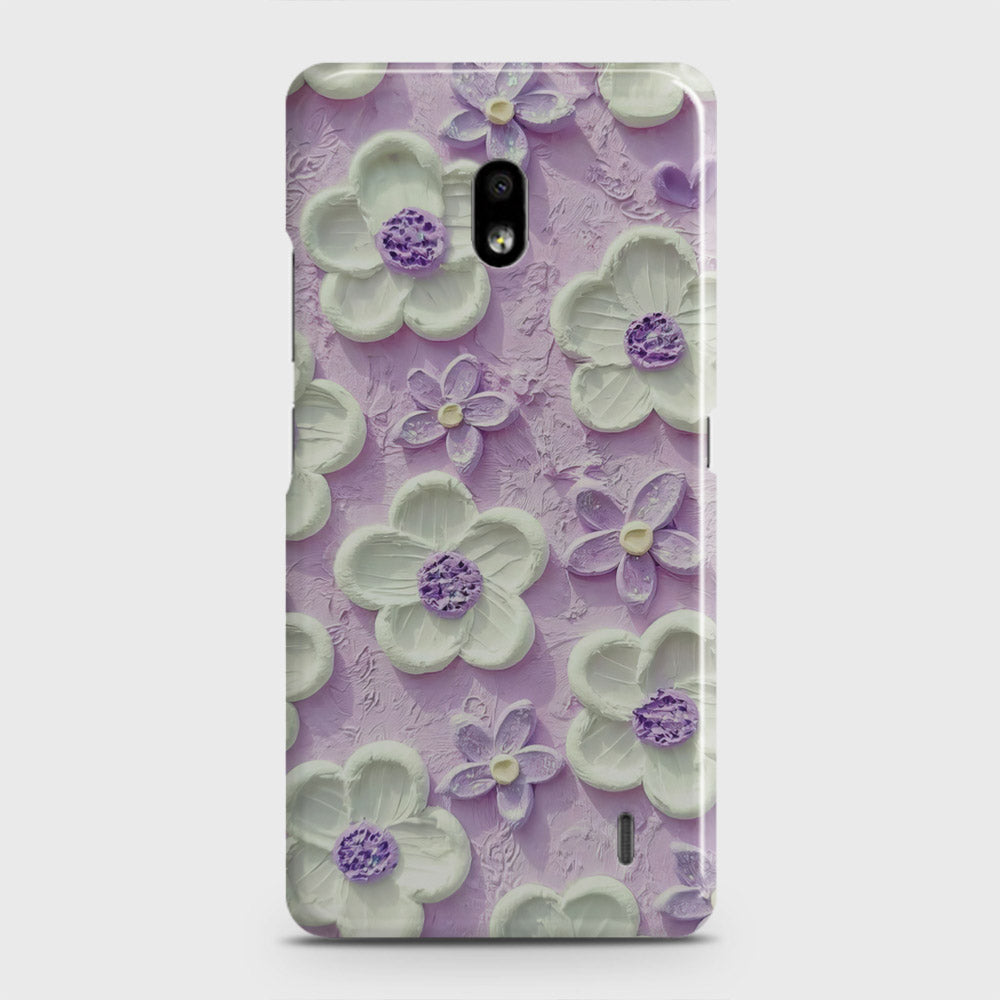 Nokia 2.2 Cover - Floral Series - Design 4 - Purple & White - Matte Finish - Snap On Hard Case with LifeTime Colors Guarantee