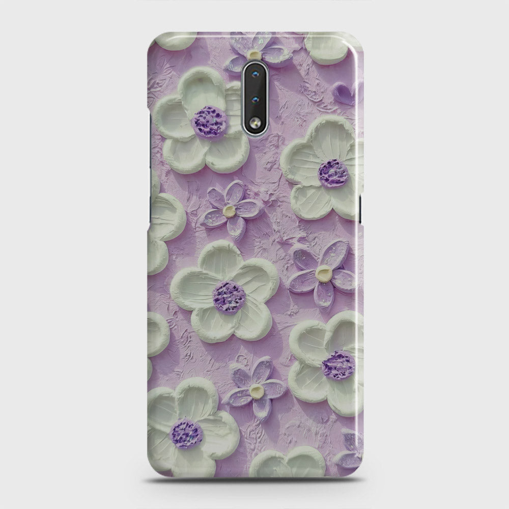 Nokia 2.3 Cover - Floral Series - Design 4 - Purple & White - Matte Finish - Snap On Hard Case with LifeTime Colors Guarantee