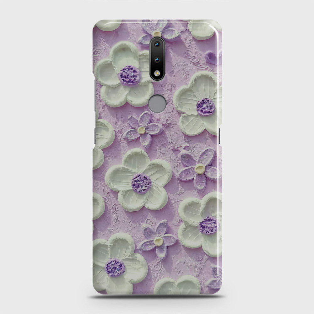 Nokia 2.4 Cover - Floral Series - Design 4 - Purple & White - Matte Finish - Snap On Hard Case with LifeTime Colors Guarantee