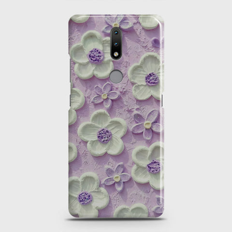 Nokia 2.4 Cover - Floral Series - Design 4 - Purple & White - Matte Finish - Snap On Hard Case with LifeTime Colors Guarantee