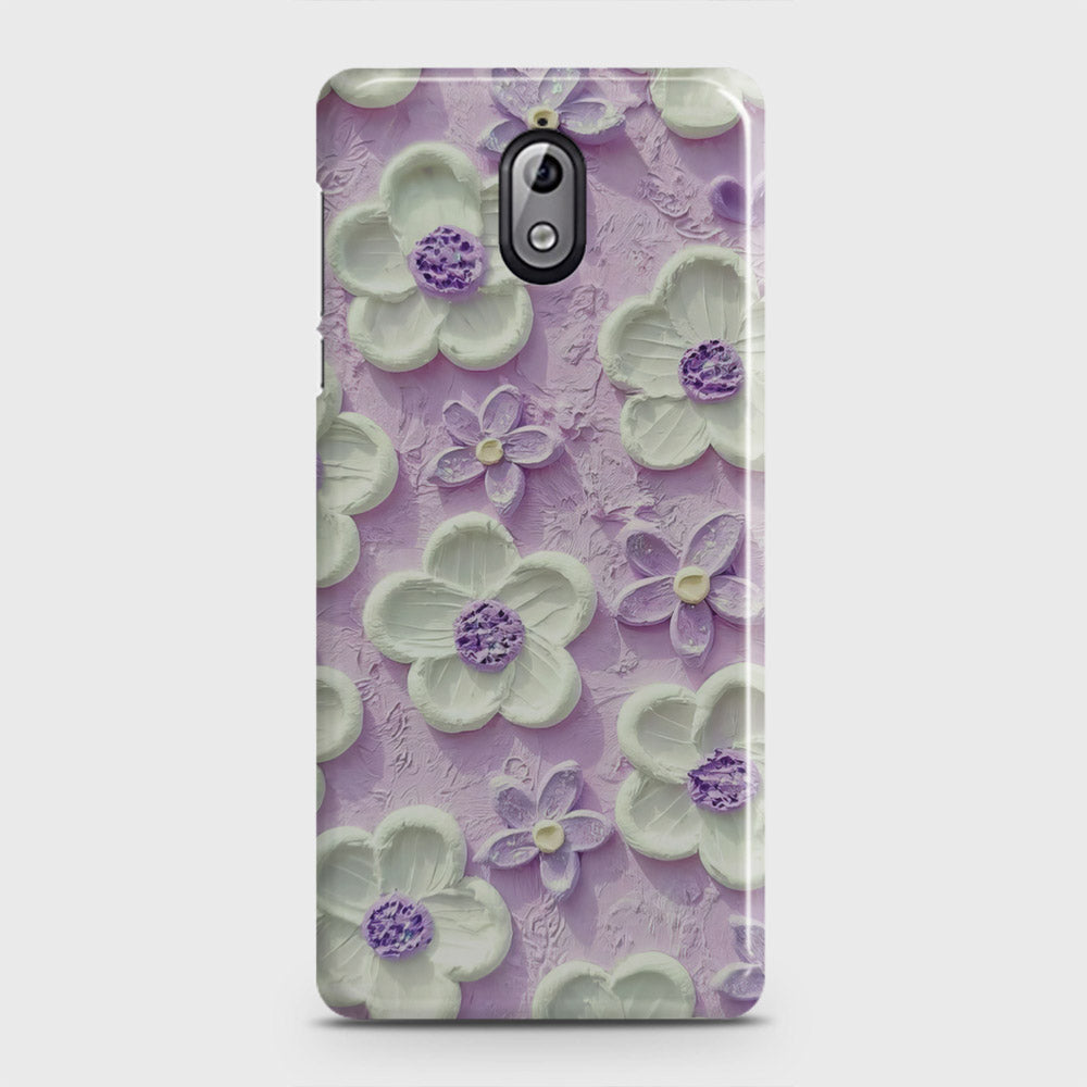 Nokia 3.1 Cover - Floral Series - Design 4 - Purple & White - Matte Finish - Snap On Hard Case with LifeTime Colors Guarantee