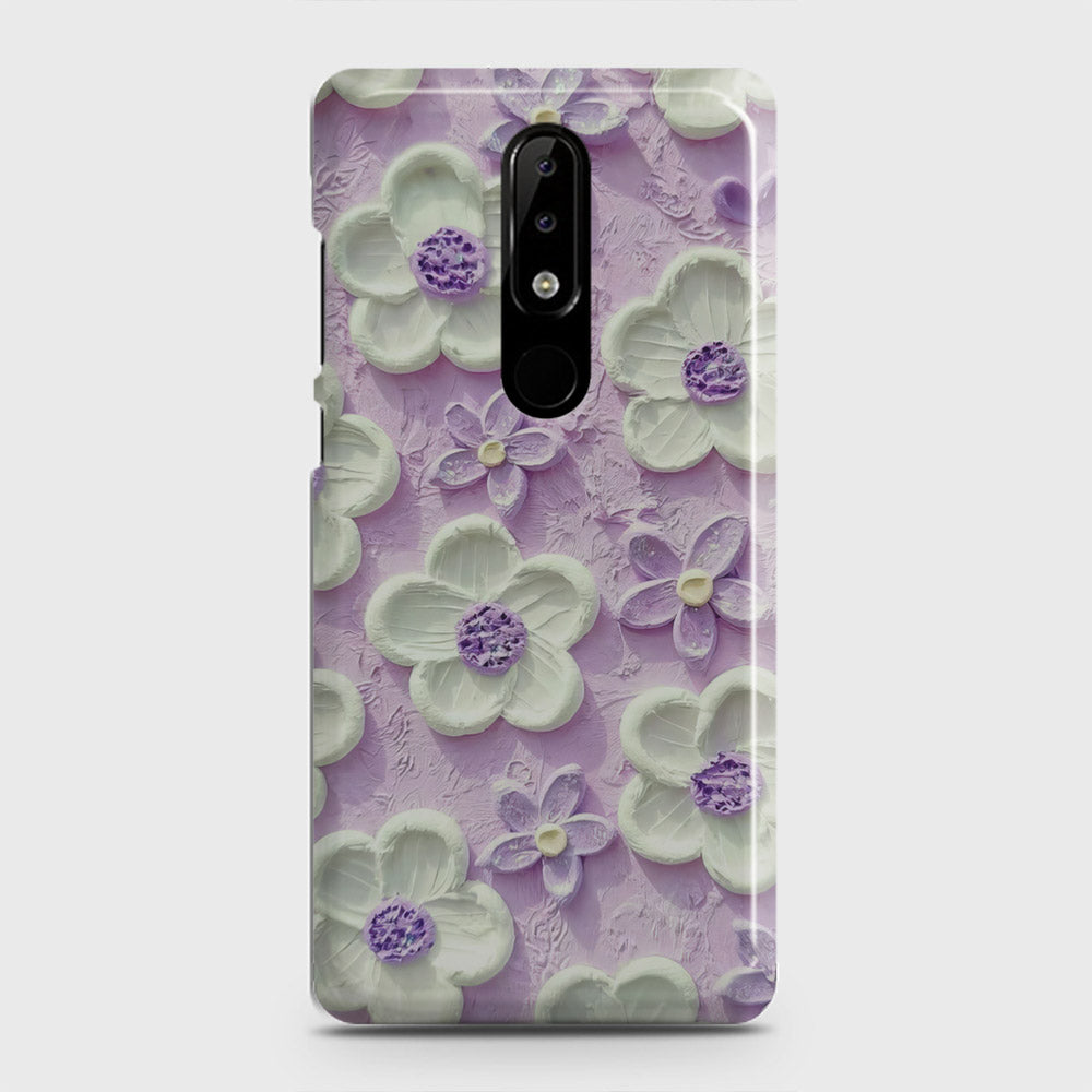 Nokia 3.1 Plus Cover - Floral Series - Design 4 - Purple & White - Matte Finish - Snap On Hard Case with LifeTime Colors Guarantee