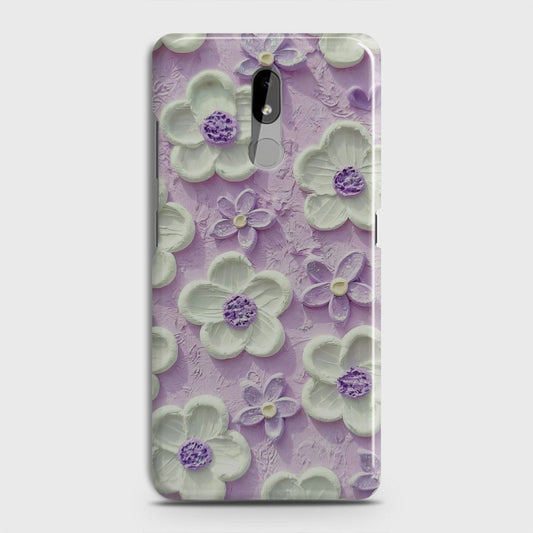 Nokia 3.2 Cover - Floral Series - Design 4 - Purple & White - Matte Finish - Snap On Hard Case with LifeTime Colors Guarantee