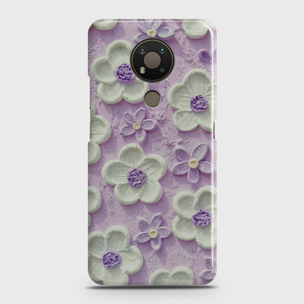 Nokia 3.4 Cover - Floral Series - Design 4 - Purple & White - Matte Finish - Snap On Hard Case with LifeTime Colors Guarantee