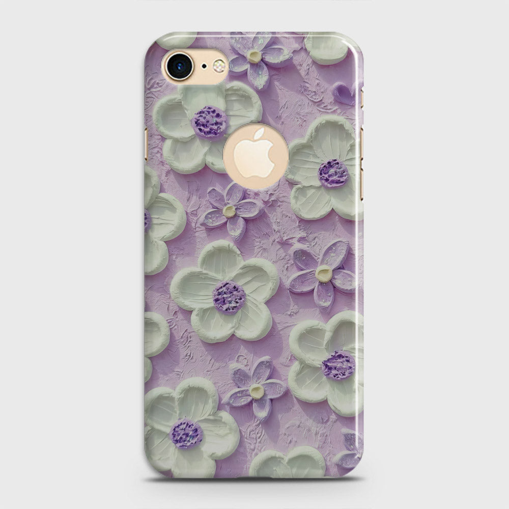 iPhone 8 Cover - Floral Series - Design 4 - Purple & White - Matte Finish - Snap On Hard Case with LifeTime Colors Guarantee