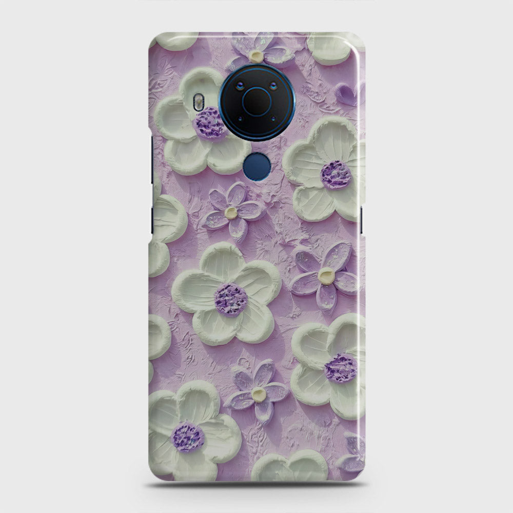 Nokia 5.4 Cover - Floral Series - Design 4 - Purple & White - Matte Finish - Snap On Hard Case with LifeTime Colors Guarantee