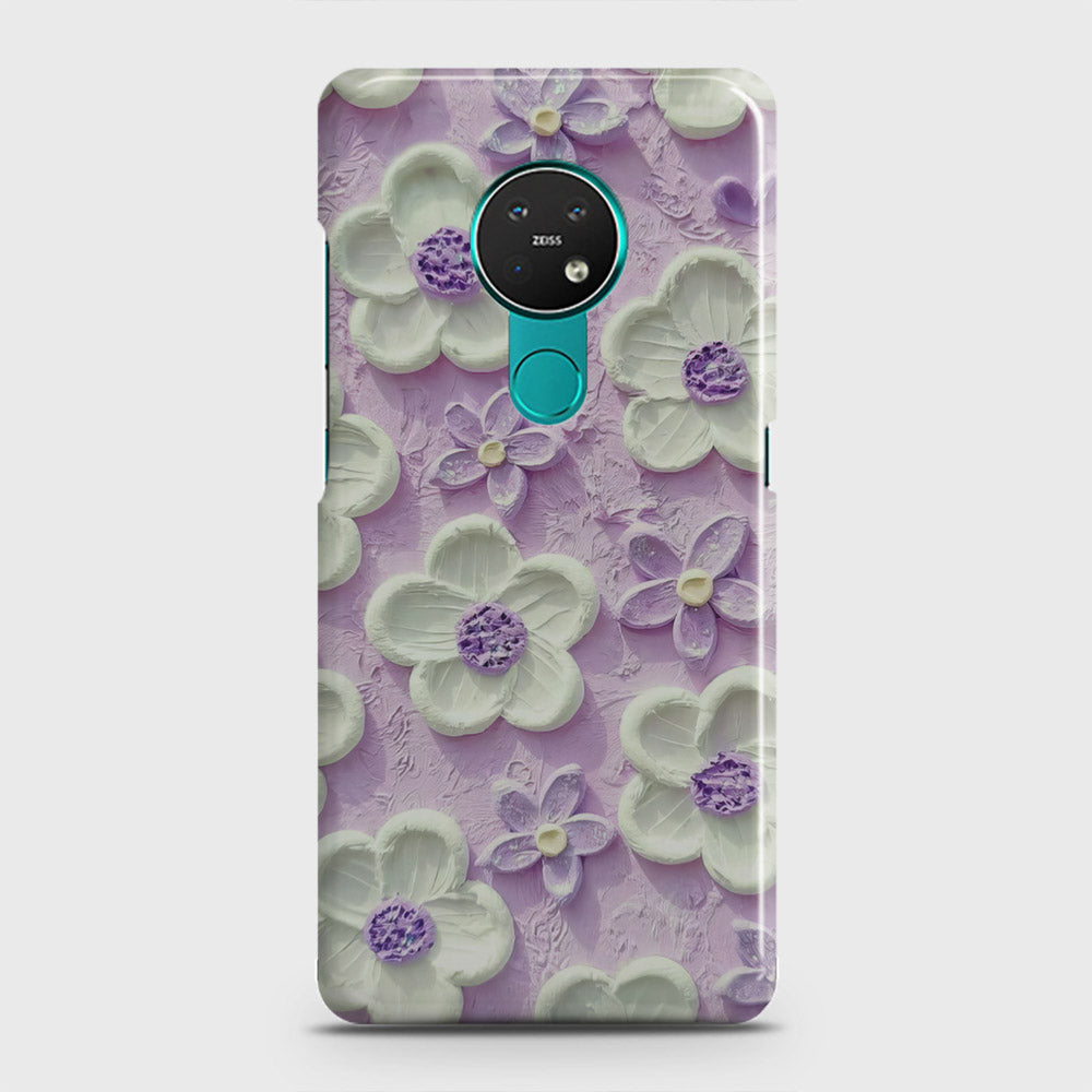 Nokia 6.2 Cover - Floral Series - Design 4 - Purple & White - Matte Finish - Snap On Hard Case with LifeTime Colors Guarantee