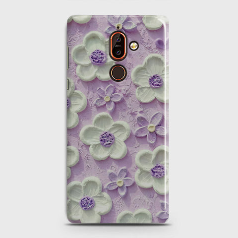 Nokia 7 Plus Cover - Floral Series - Design 4 - Purple & White - Matte Finish - Snap On Hard Case with LifeTime Colors Guarantee