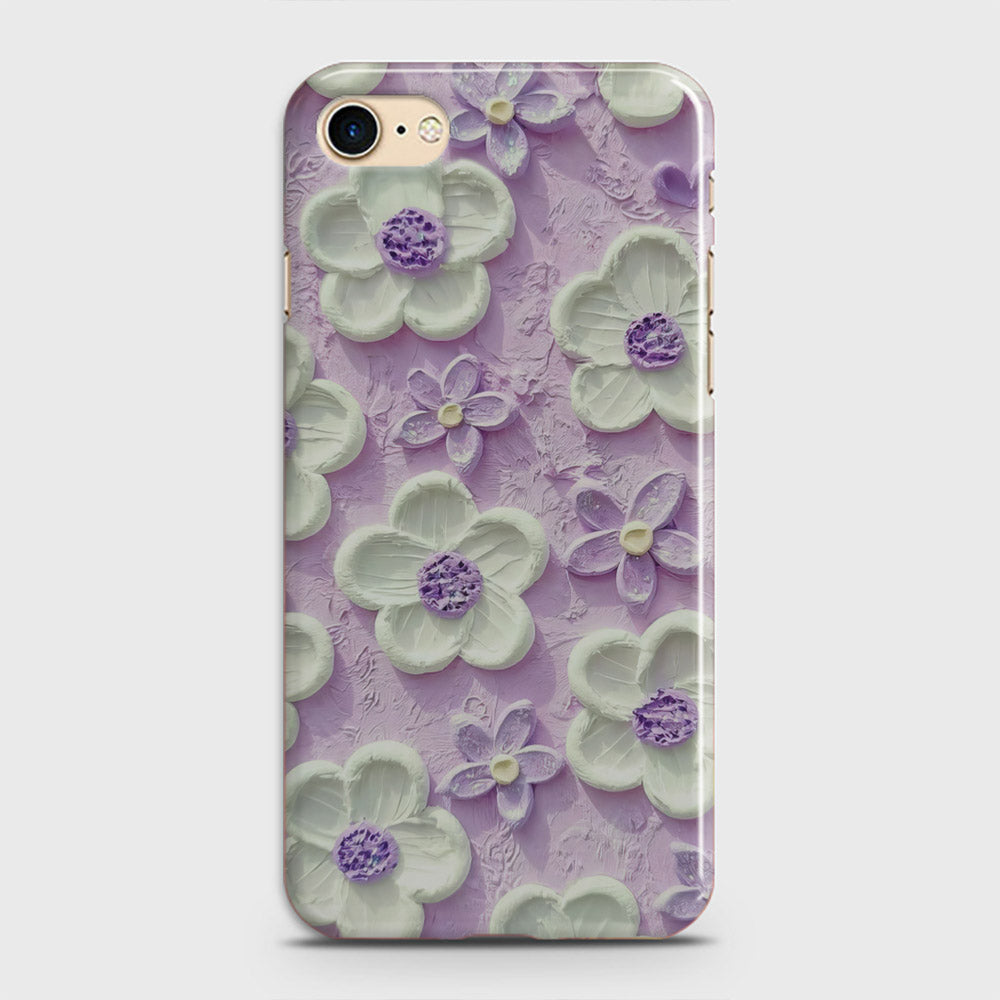 iPhone 8 Cover - Floral Series - Design 4 - Purple & White - Matte Finish - Snap On Hard Case with LifeTime Colors Guarantee