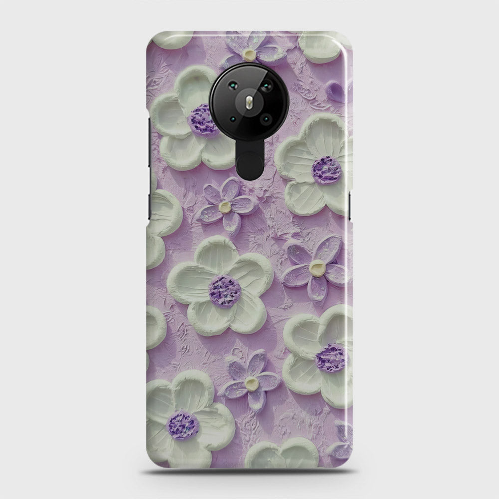 Nokia 5.3  Cover - Floral Series - Design 4 - Purple & White - Matte Finish - Snap On Hard Case with LifeTime Colors Guarantee