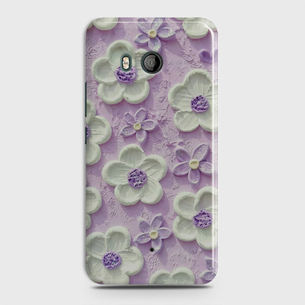 HTC U11  Cover - Floral Series - Design 4 - Purple & White - Matte Finish - Snap On Hard Case with LifeTime Colors Guarantee