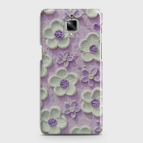 OnePlus 3  Cover - Floral Series - Design 4 - Purple & White - Matte Finish - Snap On Hard Case with LifeTime Colors Guarantee