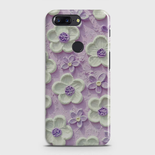 OnePlus 5T  Cover - Floral Series - Design 4 - Purple & White - Matte Finish - Snap On Hard Case with LifeTime Colors Guarantee