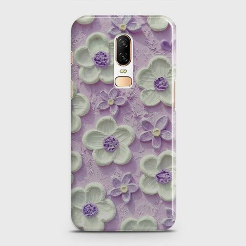 OnePlus 6  Cover - Floral Series - Design 4 - Purple & White - Matte Finish - Snap On Hard Case with LifeTime Colors Guarantee