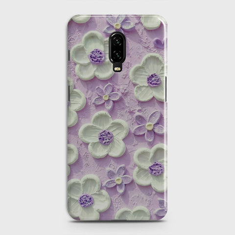 OnePlus 6T  Cover - Floral Series - Design 4 - Purple & White - Matte Finish - Snap On Hard Case with LifeTime Colors Guarantee