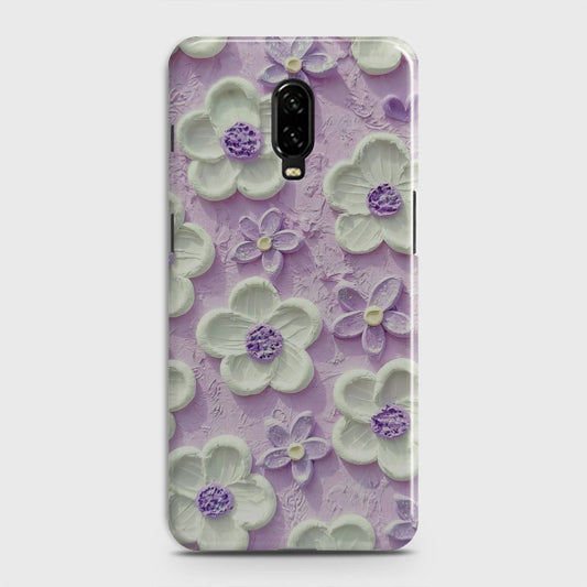 OnePlus 7  Cover - Floral Series - Design 4 - Purple & White - Matte Finish - Snap On Hard Case with LifeTime Colors Guarantee