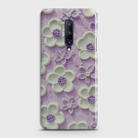 OnePlus 7 Pro  Cover - Floral Series - Design 4 - Purple & White - Matte Finish - Snap On Hard Case with LifeTime Colors Guarantee