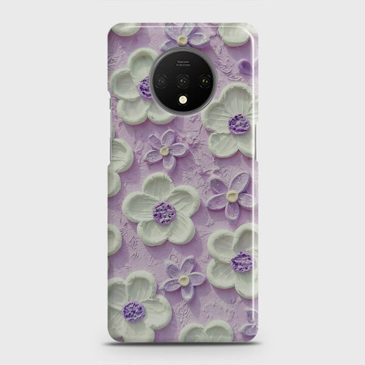 OnePlus 7T Cover - Floral Series - Design 4 - Purple & White - Matte Finish - Snap On Hard Case with LifeTime Colors Guarantee