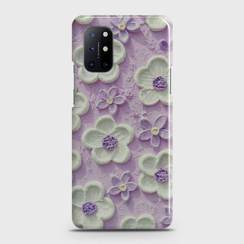 OnePlus 8T  Cover - Floral Series - Design 4 - Purple & White - Matte Finish - Snap On Hard Case with LifeTime Colors Guarantee