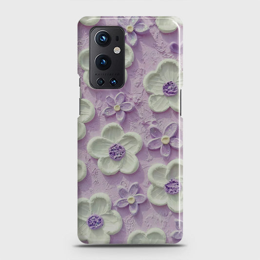 OnePlus 9 Pro  Cover - Floral Series - Design 4 - Purple & White - Matte Finish - Snap On Hard Case with LifeTime Colors Guarantee