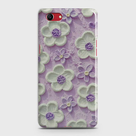 Oppo A1k  Cover - Floral Series - Design 4 - Purple & White - Matte Finish - Snap On Hard Case with LifeTime Colors Guarantee