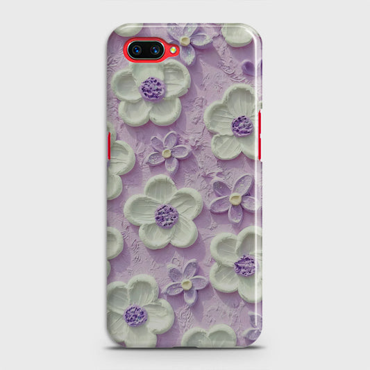 Oppo A3S Cover - Floral Series - Design 4 - Purple & White - Matte Finish - Snap On Hard Case with LifeTime Colors Guarantee