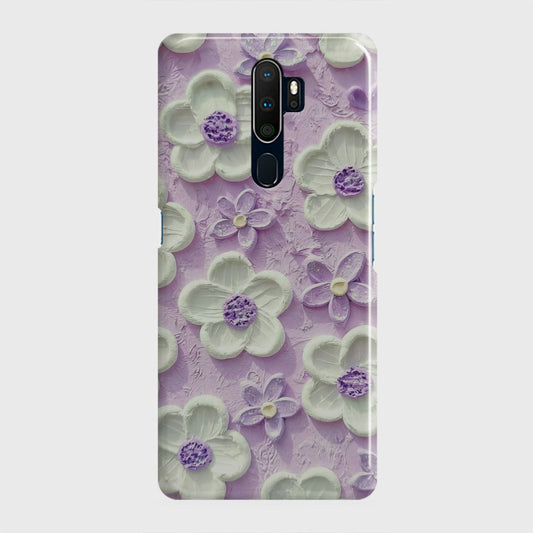 Oppo A5 2020 Cover - Floral Series - Design 4 - Purple & White - Matte Finish - Snap On Hard Case with LifeTime Colors Guarantee