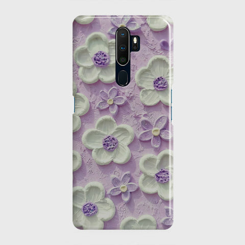 Oppo A9 2020 Cover - Floral Series - Design 4 - Purple & White - Matte Finish - Snap On Hard Case with LifeTime Colors Guarantee