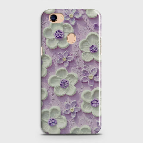 Oppo F7 Cover - Floral Series - Design 4 - Purple & White - Matte Finish - Snap On Hard Case with LifeTime Colors Guarantee